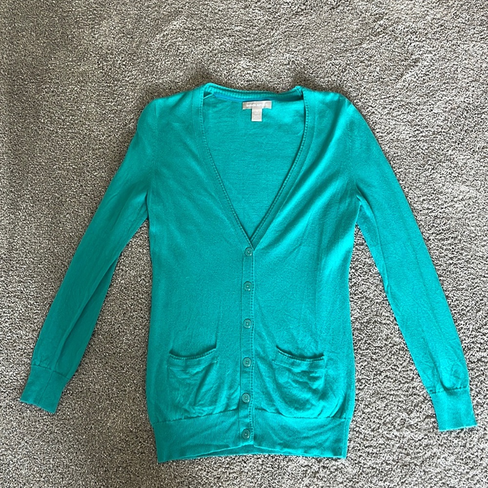 Banana Republic Turquoise V-neck Merino Wool Cardigan